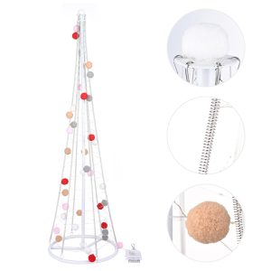 3Ft Glittered Christmas Cone Tree With Cotton Balls Remote Control