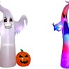 Vivohome 9Ft Halloween Inflatable Yard Decor, Giant Ghost With 2 Pumpkin With Vivohome 9Ft Halloween Inflatable Yard Decor, Giant Color Changing Ghost