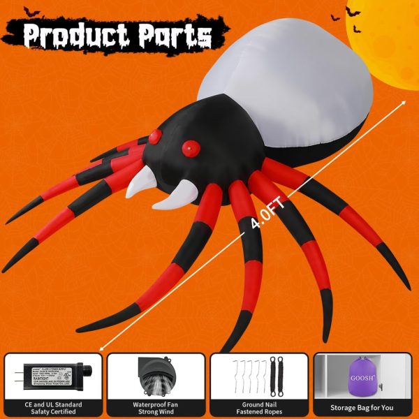 Goosh 5 Ft And 8 Ft Halloween Inflatable Spider Outdoor Decoration With Light Blow Up Yard Spider Inflatables Holiday Inflatables For Outdoor Yard Garden Lawn Decor