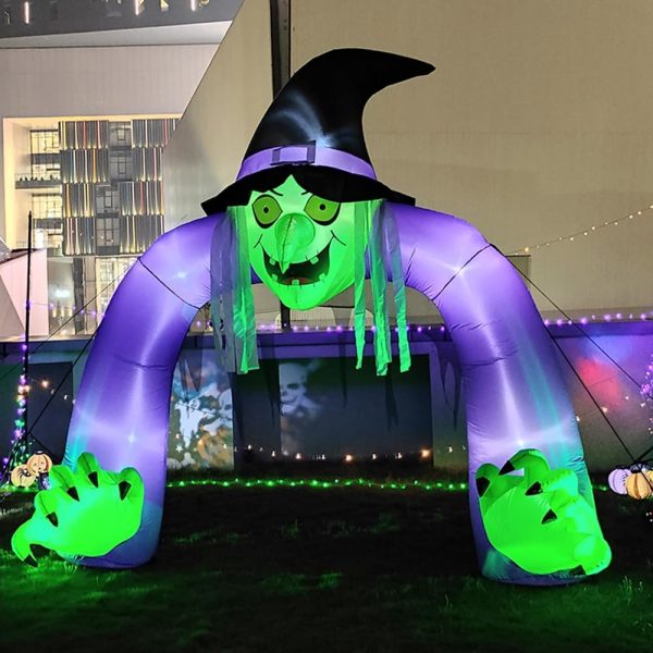 10 Ft Halloween Inflatable Decorations Outdoor,Blow Up Witch Archway Decor For Holiday Yard Garden,Lawn,Home Family Arch Decorations Made In China