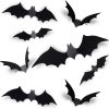 Coogam 60Pcs Halloween Bats Decoration, 4 Different Sizes Realistic Pvc Black 3D Scary Bat Sticker For Home Decor Diy Wall Decal Bathroom Indoor Hallowmas Party Supplies