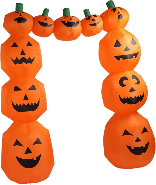 7.9X6.6Ft Halloween Inflatable Pumpkin Archway, Giant Halloween Inflatable Arch Decoration Waterproof Inflatable Pumpkin Arch Halloween Blow Up Decoration For Yard, Garden, Lawn