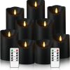 Nimiko Flameless Candles With Remote, Battery Operated Flickering Flameless Candles, Led Candles With Timer 2/4/6/8H, With Realistic Led Candles Set Of 9 (D3 X H 3 4 5 6 7) (Black)