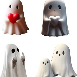 Yamaler Halloween Ghost Figurine - Spooky Resin Ghost Statue, Cute Ghost Decor For Halloween Decorations, Porch And Indoor Spooky Home Decor (Ghost (1 Figurine))