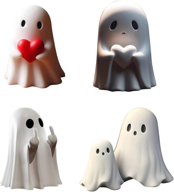 Yamaler Halloween Ghost Figurine - Spooky Resin Ghost Statue, Cute Ghost Decor For Halloween Decorations, Porch And Indoor Spooky Home Decor (Ghost (1 Figurine))