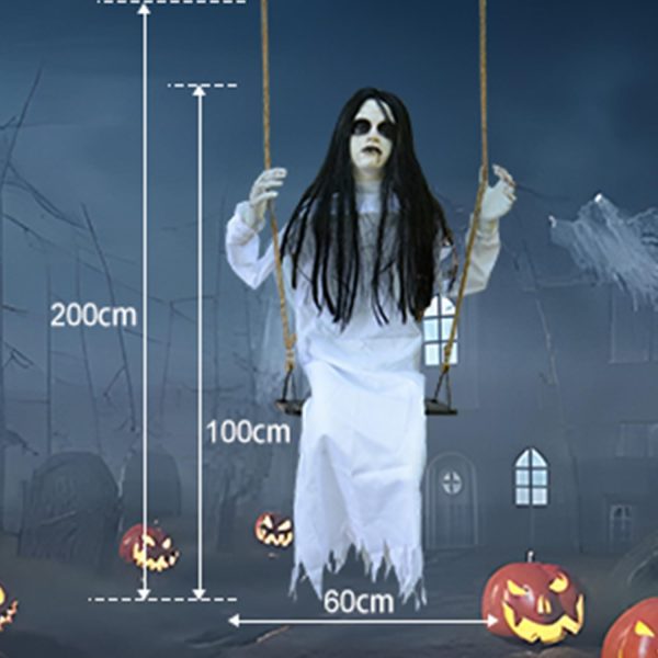 Partygears Halloween Decorations Props Hanging Swinging Girl With Creepy Expressions, Hanging Ghosts The Indoor And Outdoor Decorations For Halloween(White)