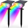 Kyosho Solar Color Spot Lights Outdoor, 9 Lighting Modes Halloween Christmas 38 Leds Color Changing Tree Pool Outdoor Lights, Waterproof Rgbw Multicolor Solar Spotlight , 2 Pack