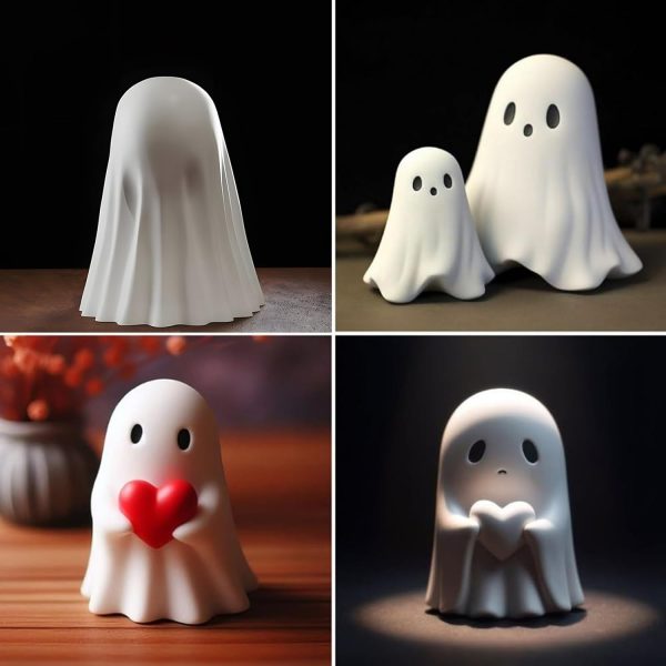 Yamaler Halloween Ghost Figurine - Spooky Resin Ghost Statue, Cute Ghost Decor For Halloween Decorations, Porch And Indoor Spooky Home Decor (Ghost (1 Figurine))