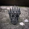 Exaggerated Punk Crown Skull Ring