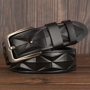 3D Craft Diamond Pattern Leather Casual Belt