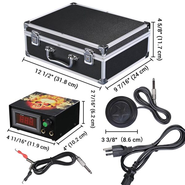 Tattoo Kit 2 Machine Lcd Power Supply 40 Ink W/ Case