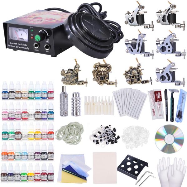 8 Machines Tattoo Kit Power Supply 40 Inks