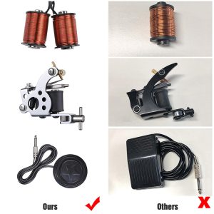 2 Tattoo Machines Tattoo Kit W/ Power Supply 4 Inks