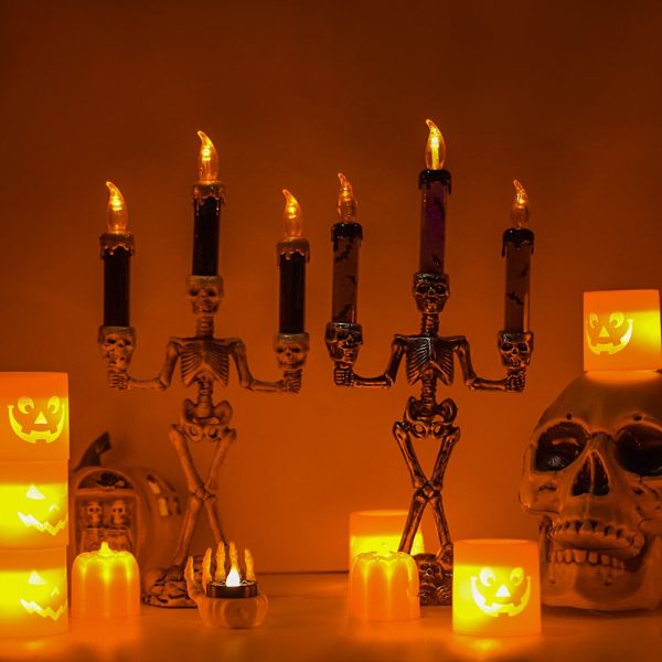 Skellight Halloween Skeleton Candlestick With Led Lights | 1 1 (2Pcs)