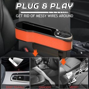 Car Seat Slot Storage Box Wireless Charging