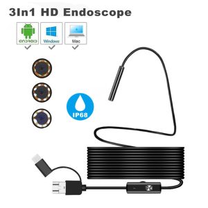 Endoscope 3 In 1 Usb Micro Usb Type-C Borescope Inspection Camera Waterproof