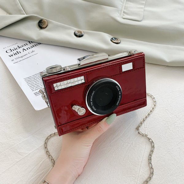 Camera Shaped Leather Glossy Single Shoulder Crossbody Bag