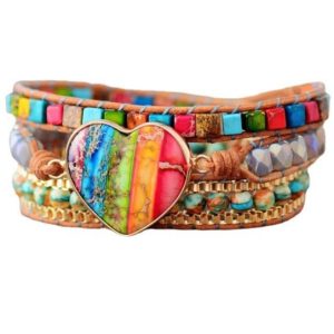 7 Chakra Leather Wrapped Bracelet