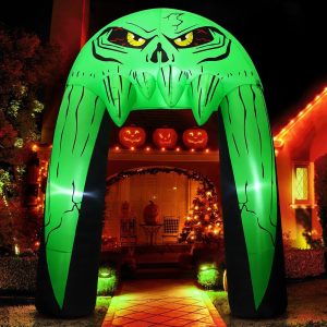 Comin 2Pcs Scary Halloween Inflatables Outdoor Decorations Halloween Inflatables Archway Zombie Baby Blow Up Yard With Built-In Leds For Party Garden Lawn Decor