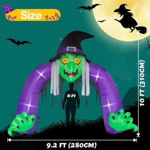 10 Ft Halloween Inflatable Decorations Outdoor,Blow Up Witch Archway Decor For Holiday Yard Garden,Lawn,Home Family Arch Decorations