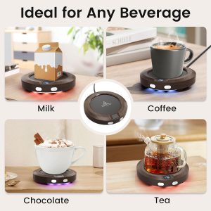 Mug Warmer, Coffee Warmer For Desk, Coffee Cup Warmer With 3 Temp Settings And Ambient Light, 2-12H Timer, 30W