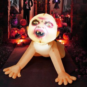 Goosh 6 Ft Halloween Inflatables Ghost And 4 Ft Halloween Inflatable Zombie, Outdoor Decorations Blow Up Yard Scary Red Eye Dimming Ghost With Built-In Colorful Leds For Garden Lawn Indoor Party Decor