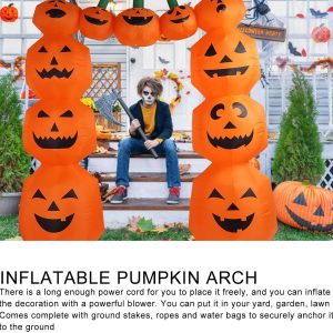 7.9X6.6Ft Halloween Inflatable Pumpkin Archway, Giant Halloween Inflatable Arch Decoration Waterproof Inflatable Pumpkin Arch Halloween Blow Up Decoration For Yard, Garden, Lawn