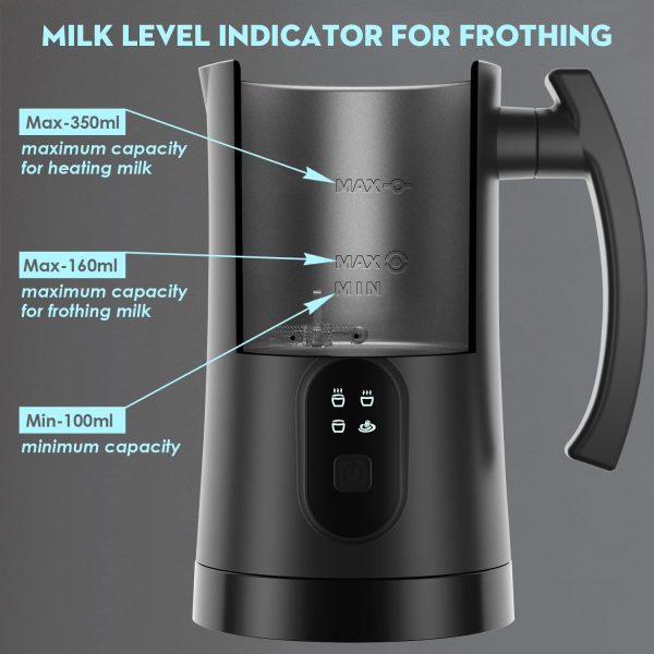 Electric Milk Frother, 4 In 1 Milk Steamer,11.8Oz/350Ml Automatic Warm And Cold Foam Maker For Coffee,Latte, Cappuccino, Macchiato, Chocolate