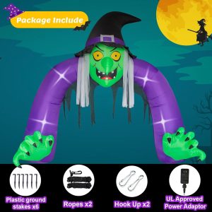 10 Ft Halloween Inflatable Decorations Outdoor,Blow Up Witch Archway Decor For Holiday Yard Garden,Lawn,Home Family Arch Decorations