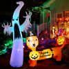 Goosh 6 Ft Halloween Inflatables Ghost And 5 Ft Halloween Inflatable Dog, Outdoor Decorations Blow Up Yard Scary Red Eye Dimming Ghost With Built-In Colorful Leds For Garden Lawn Indoor Party Decor