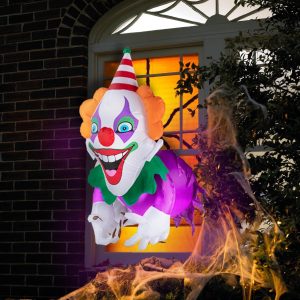 Nervure 4 Ft Halloween Clown Inflatables - 11 Ft Halloween Inflatable Spider Archway - Halloween Blow Up With Build-In Leds For Outdoor, Yard, Garden, Lawn Decorations