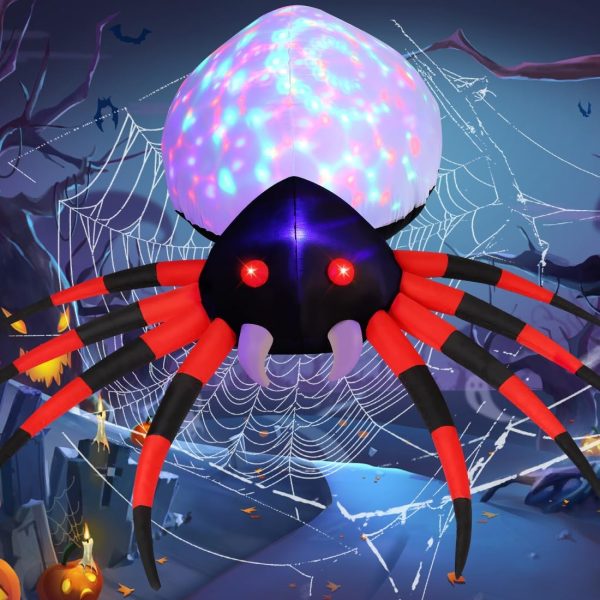 Goosh 5 Ft And 8 Ft Halloween Inflatable Spider Outdoor Decoration With Light Blow Up Yard Spider Inflatables Holiday Inflatables For Outdoor Yard Garden Lawn Decor