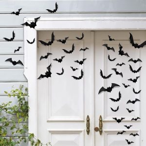 88 Pcs Halloween Decorations Indoor Pvc 3D Scary Bats Wall Decor Diy Halloween Bat Decoration Stickers For Home Decor Bathroom Indoor Party Supplies