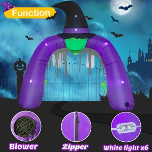 10 Ft Halloween Inflatable Decorations Outdoor,Blow Up Witch Archway Decor For Holiday Yard Garden,Lawn,Home Family Arch Decorations