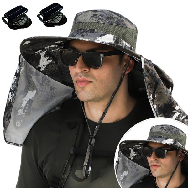 Radiantshade Wide Brim Hat With Solar Powered Fans