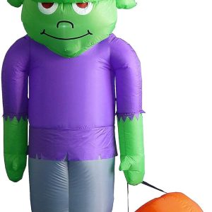 Two Halloween Party Decorations Bundle, Includes 8 Foot Tall Inflatable Frankenstein Monster, And 8 Foot Tall Inflatable Ghosts Spider Archway Arch Outdoor Indoor Blowup With Led Lights