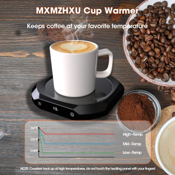 Mug Warmer For Desk - 36W Smart Coffee Cup Warmer With Timer, Auto Shut , 3 Heat Settings, Keep Your Coffee Warm For Office Hours,Perfect Coffee Gifts (Black)