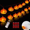 Halloween Lights,20Ft 40 Leds Holiday String Lights For Outdoor Decor,Battery Operated 8 Mode Waterproof Pumpkin String For Party Decorations