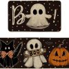 Artoid Mode Bats Black Cats Boo Pumpkin Halloween Kitchen Mats Set Of 2, Home Decor Low-Profile Kitchen Rugs For Floor - 17X29 And 17X47 Inch