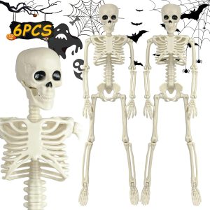 6 Packs Skeleton Halloween Decorations Outdoor With 16 Full Body Posable Joints Skeletons Decor, Halloween Party Decor Indoor, Yard Garden Lawn Graveyard Haunted House Props Spooky Party Decorations