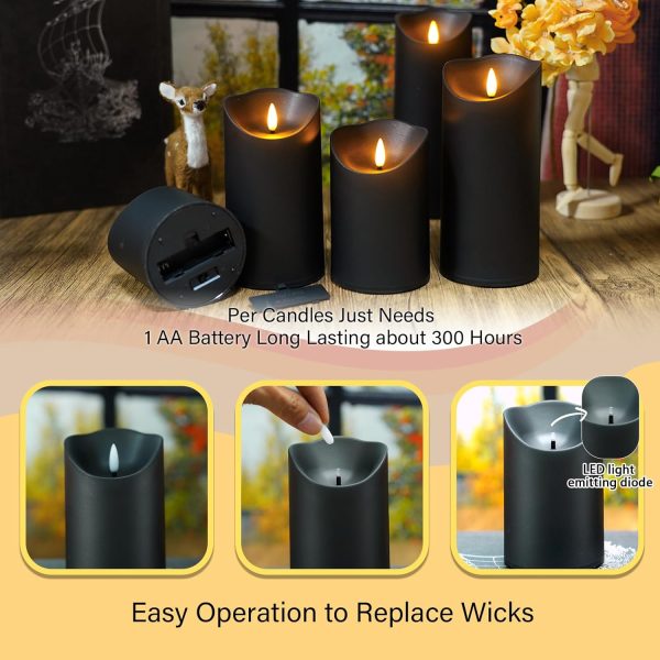 Nimiko Flameless Candles With Remote, Battery Operated Flickering Flameless Candles, Led Candles With Timer 2/4/6/8H, With Realistic Led Candles Set Of 9 (D3 X H 3 4 5 6 7) (Black)