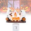 Ghost Campfire Flickering Night Light, Ghosts Campfire Flicker Flame Halloween Nightlight, 3D Led Small Electric Faux Campfire Night Light, Halloween Nightlight Indoor Decorations For Family