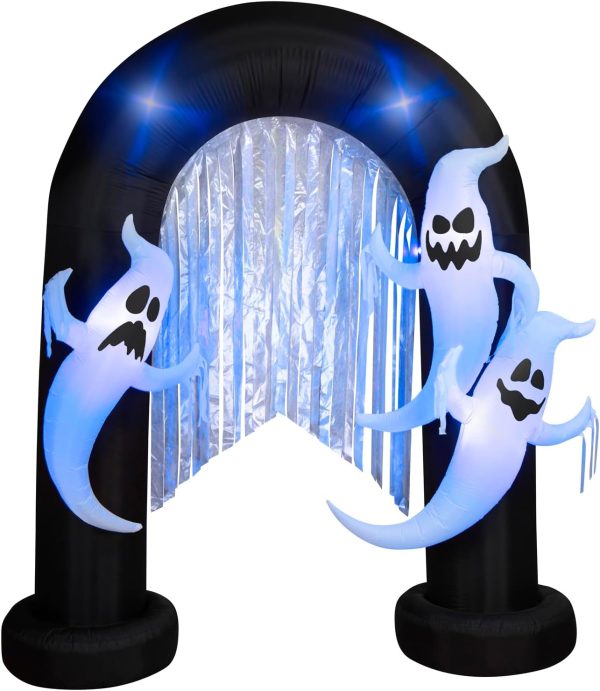 9' Gemmy Airblown Halloween Lightshow Short Circuit Ghost Archway Yard Decoration 550316