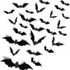 Halloween Party Supplies Hallween Decorations Bats Wall Decor 140Pcs Realistic Pvc 3D Black Scary Bat Sticker For Creepy Home Decor Halloween Party Decorations Diy Wall Decal Bathroom Indoor Halloween