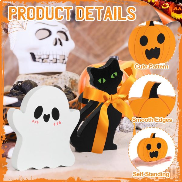 Cute Halloween Tiered Tray Decorations Indoor, Ghost Wooden Decor Pumpkin Blocks Signs For Party Home Decoration (Set Of 3)