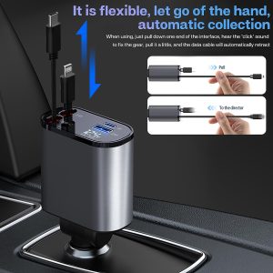 Powermax 4 In 1 Retractable Car Charger