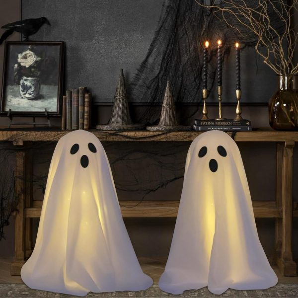 Dazonge 2 Packs Halloween Decorations, Spooky Ghost Halloween Decor With String Lights Battery Operated, Easy To Assemble Ghost Halloween Decorations Indoor