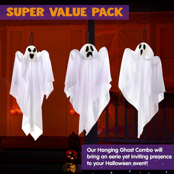 Joyin 3 Pack Halloween Party Decoration 27.5 Hanging Ghosts, Cute Flying Ghost For Front Yard Patio Lawn Garden Party Décor And Holiday Decorations