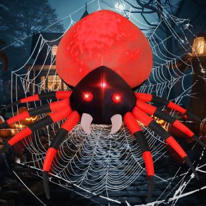 Goosh 5 Ft And 8 Ft Halloween Inflatable Spider Outdoor Decoration With Light Blow Up Yard Spider Inflatables Holiday Inflatables For Outdoor Yard Garden Lawn Decor