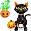 Camuland 5Ft Halloween Decorations Outdoor, Halloween Inflatable Blow Up Black Cat And Pumpkin Decor With Built-In Led Lights Trick Or Treat For Indoor Lawns Yards Party Home